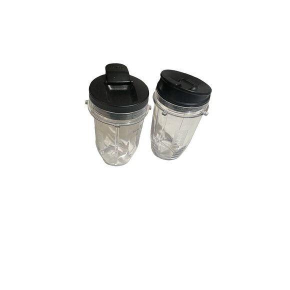 Ninja Replacement Blender Cups With Sip Lids - Set Of 2 - 16oz Clear & Black BPA - Picture 3 of 7